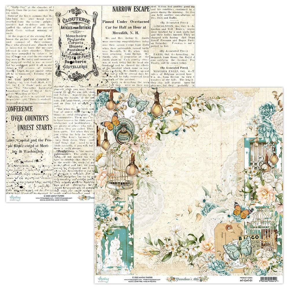 Mintay Papers - Grandma's Attic - 6 x 6 Paper Set - Messy Papercrafts