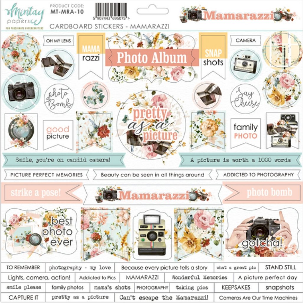 Mintay Papers - Mamarazzi - Cardboard Stickers - 12x12 Inch Mintay