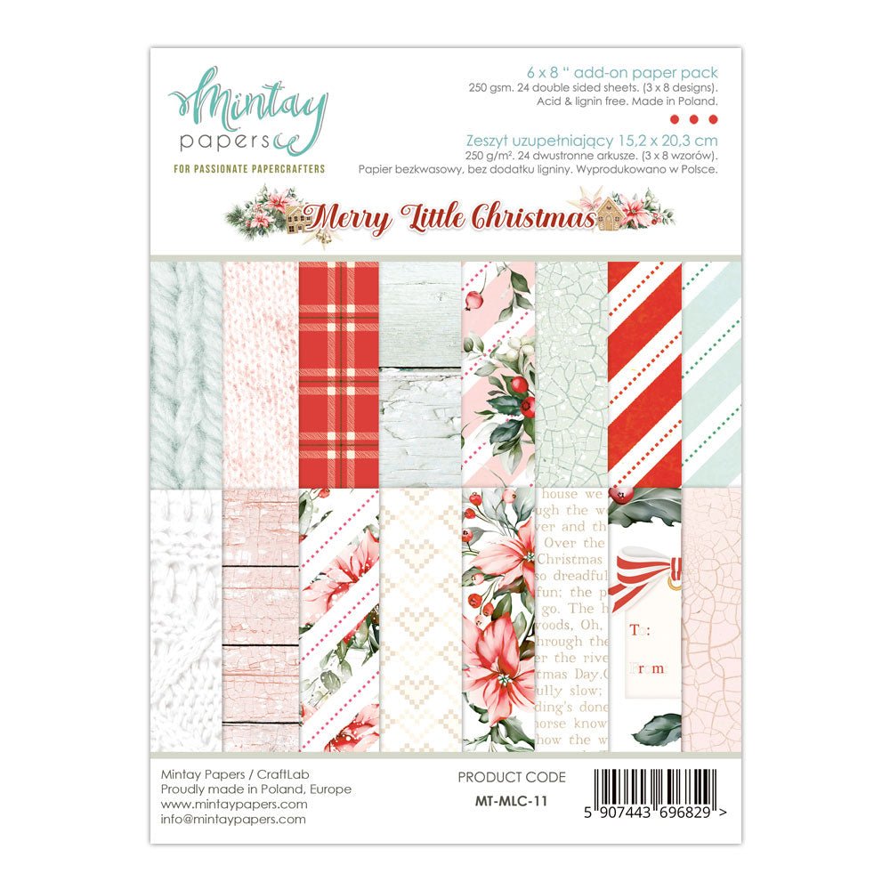 Mintay Papers - Merry Little Christmas - 6 x 8 Add On Paper Pad - Messy Papercrafts