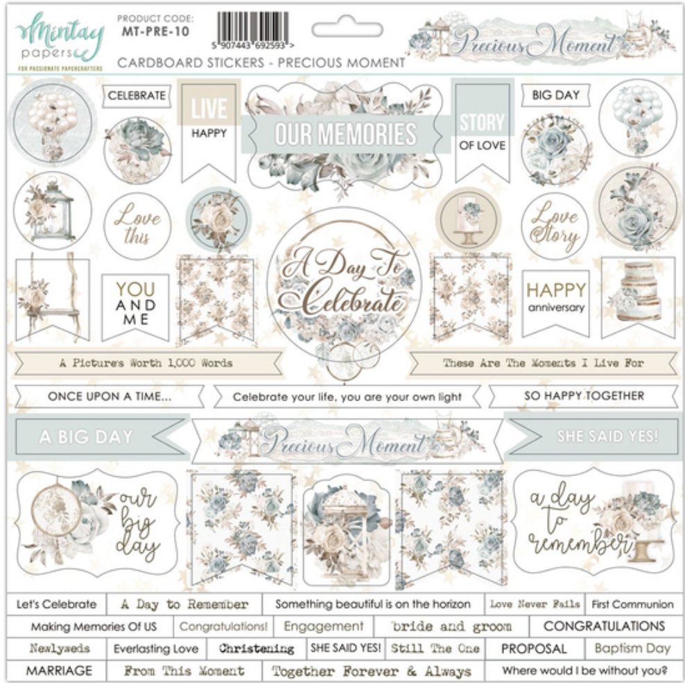 Mintay Papers - Precious Moments - Cardboard Stickers - 12x12 Inch Mintay
