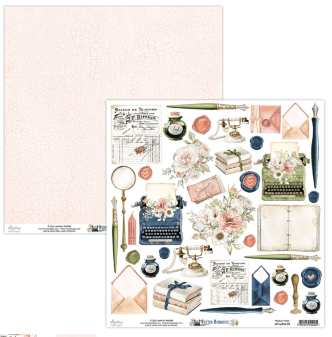 Mintay Papers - Written Memories - 12x12 Inch Paper - Messy Papercrafts