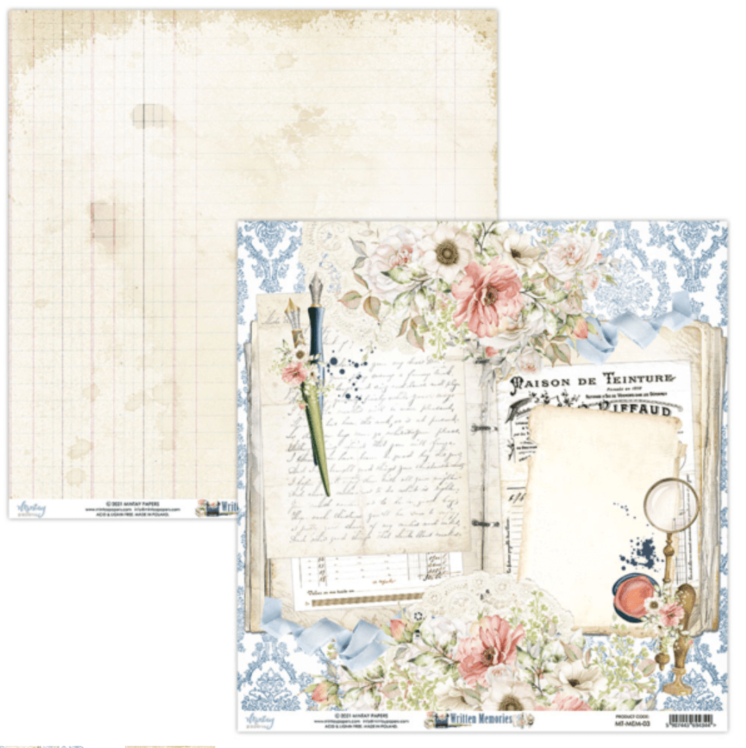 Mintay Papers - Written Memories - 12x12 Inch Paper - Messy Papercrafts