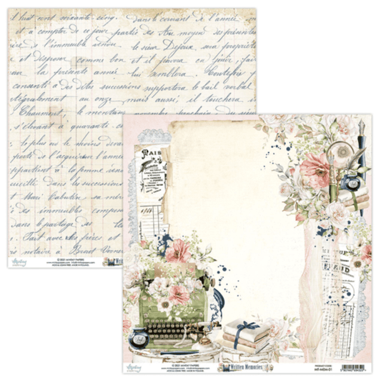 Mintay Papers - Written Memories - 12x12 Inch Paper - Messy Papercrafts