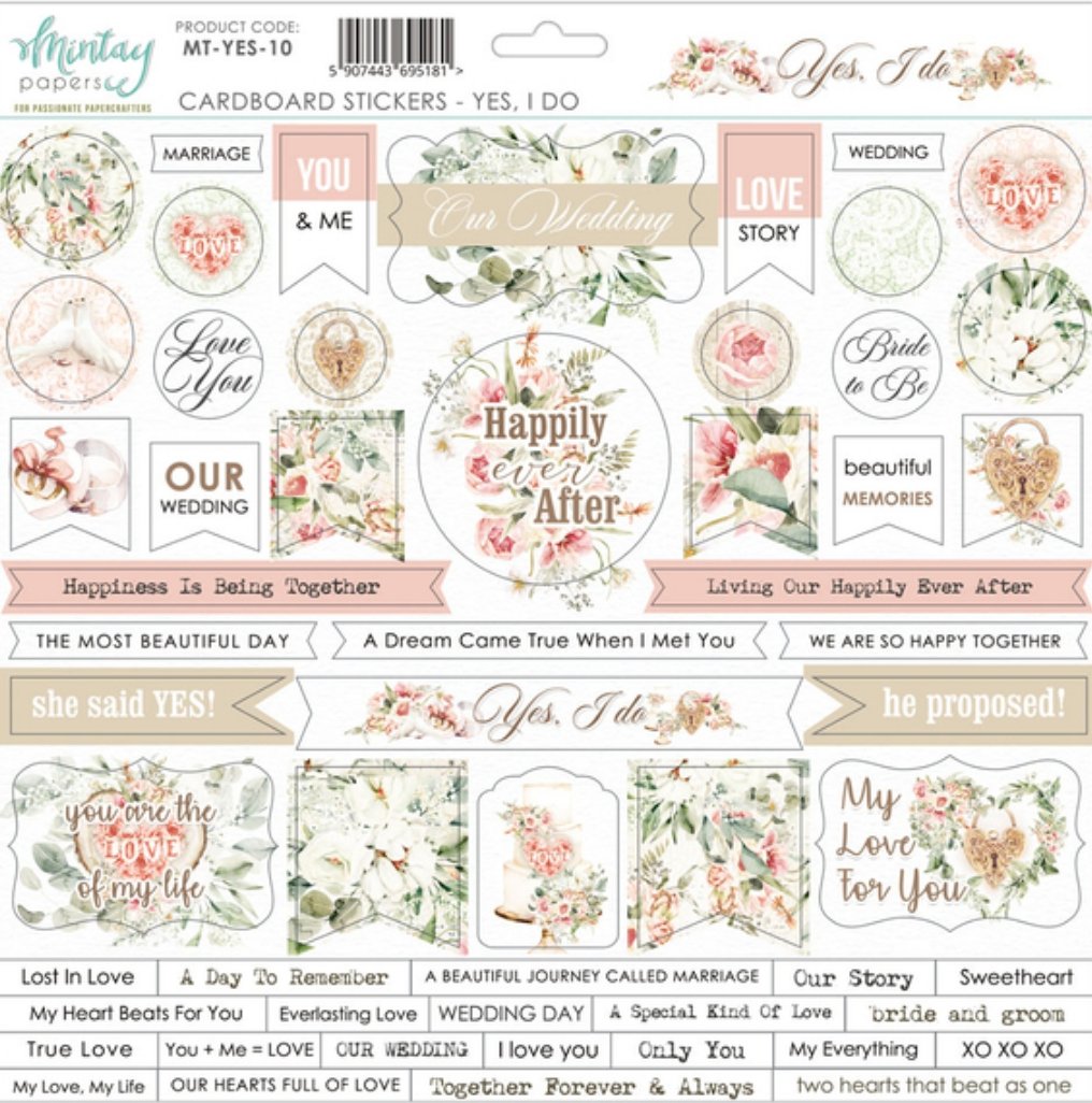 Mintay Papers - Yes, I Do - Cardboard Stickers - 12x12 Inch Mintay