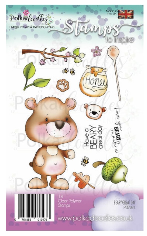 Polkadoodles - Beary Great Day Clear Stamp Set - 4x6 Inch Polkadoodles