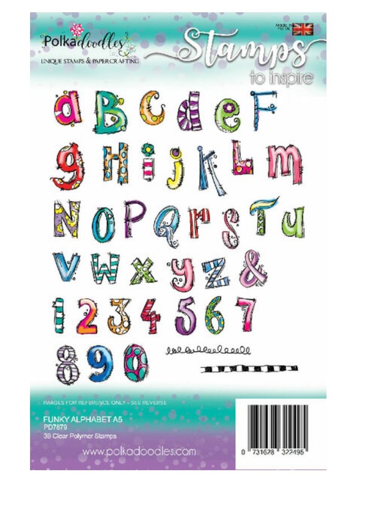 Polkadoodles - Funky Alphabet 6 x 8 Inch Clear Stamp Set Polkadoodles