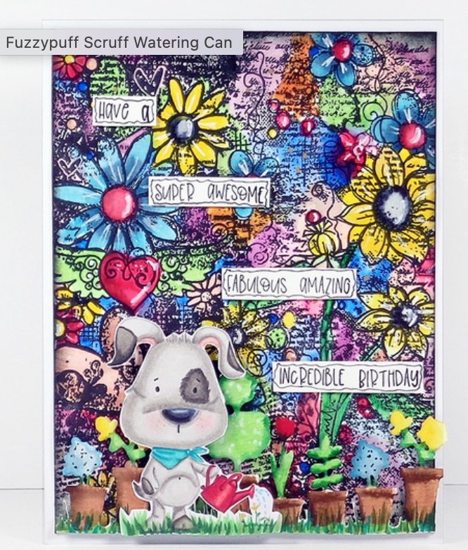 Polkadoodles - Fuzzypuffs Scruff Watering Can - Clear Stamp Set - 3x5 Inch Polkadoodles