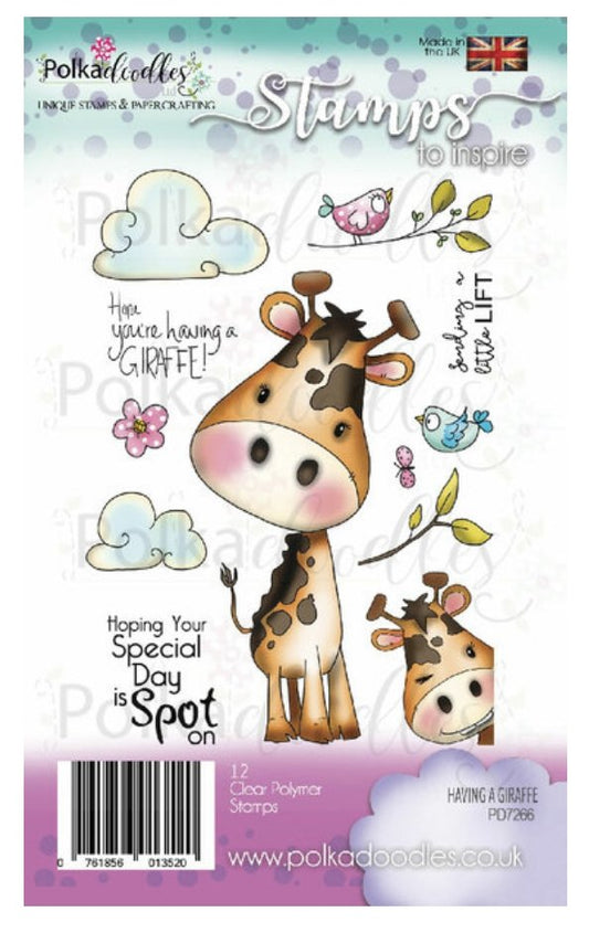 Polkadoodles - Having a Giraffe Clear Stamp Set - 4x6 Inch Polkadoodles