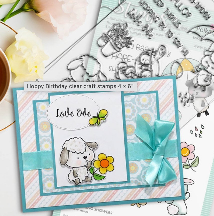 Polkadoodles - Hoppy Birthday Clear Craft Stamps - 4x6 Inch Polkadoodles