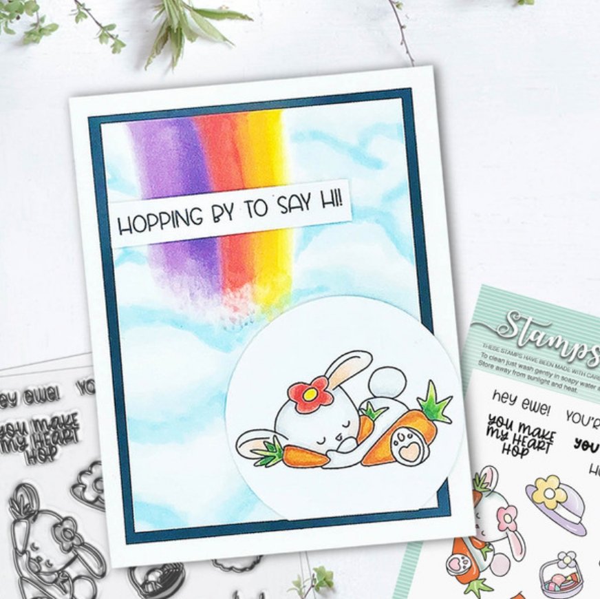 Polkadoodles - Hoppy Birthday Clear Craft Stamps - 4x6 Inch Polkadoodles