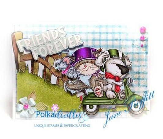 Polkadoodles - Horace & Boo Scooting Along - Clear Stamp Set - 3x2 Inch Polkadoodles
