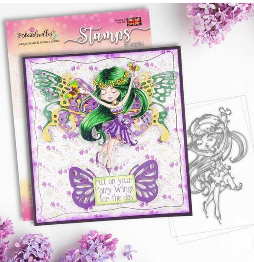 Polkadoodles - Serenity Butterfly Dreams Stamp - 3x2 Inch Polkadoodles