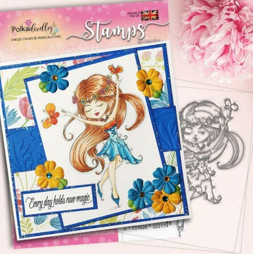 Polkadoodles - Serenity Butterfly Dreams Stamp - 3x2 Inch Polkadoodles