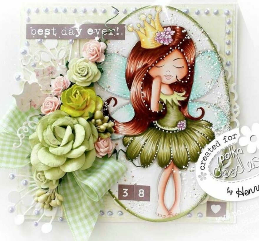 Polkadoodles - Serenity Fairy Princess Stamp - 3x2 Inch Polkadoodles