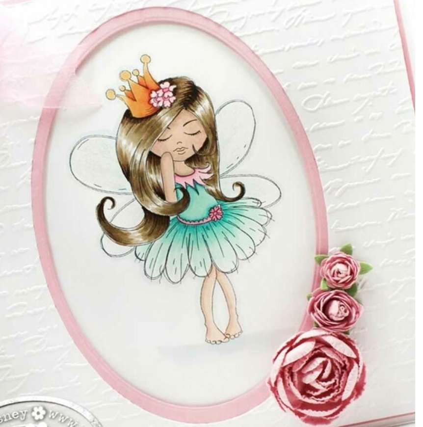 Polkadoodles - Serenity Fairy Princess Stamp - 3x2 Inch Polkadoodles