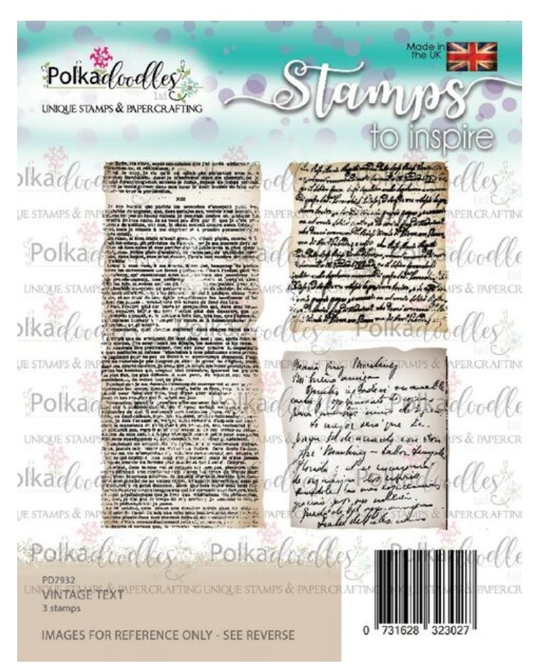 Polkadoodles - Vintage Text Clear Stamp Set - 4x6 Inch Polkadoodles
