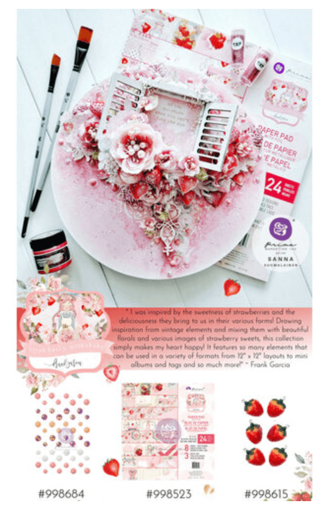 Prima Marketing - Strawberry Milkshake Collection - 12 x 12 Paper Pad - Messy Papercrafts