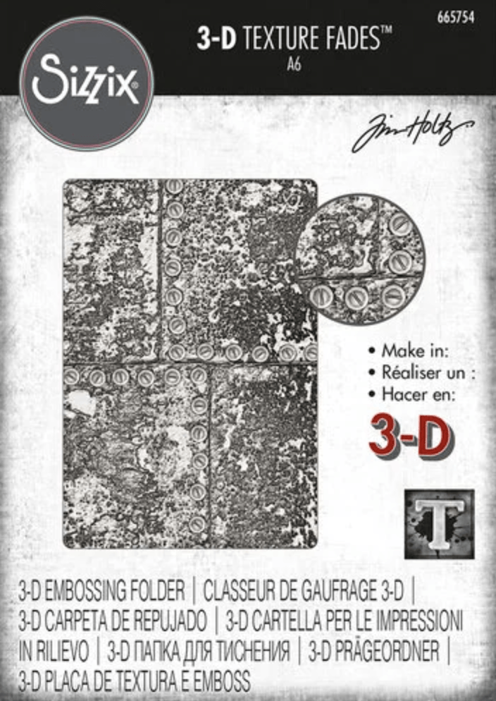 Sizzix - Tim Holtz - 3-D Texture Fades - Embossing Folder - Industrious - Messy Papercrafts