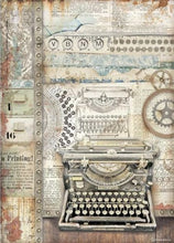 Stamperia - A4 Rice Paper - Lady Vagabond Lifestyle - Typing Writer Stamperia