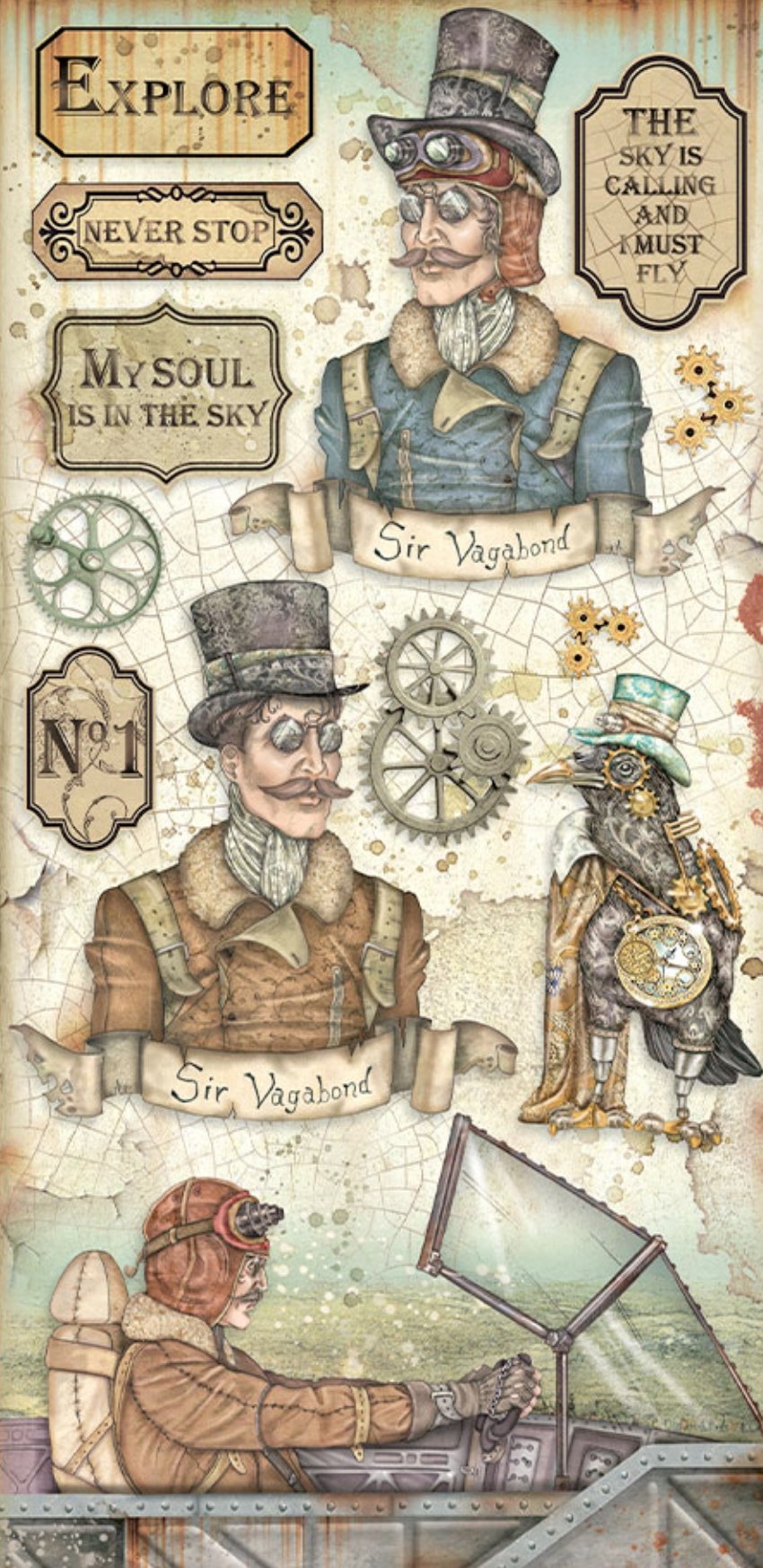 Stamperia - Collectables 10 sheets 15x30,5 (6”x12”) - Sir Vagabond Aviator Stamperia