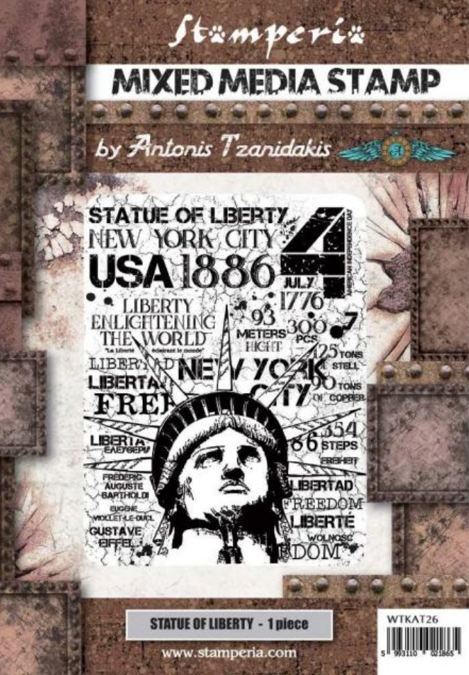 Stamperia - Mixed Media Stamp cm 15x20 - Sir Vagabond Aviator - Statue of Liberty Stamperia