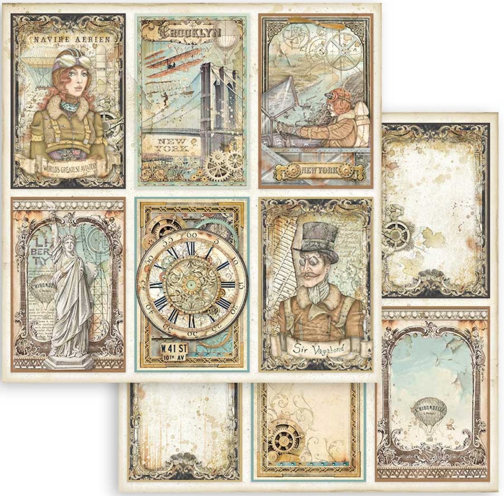 Stamperia - Scrapbooking Extra small Pad 10 sheets cm 15,24x15,24 (6"x6") - Sir Vagabond Aviator Stamperia