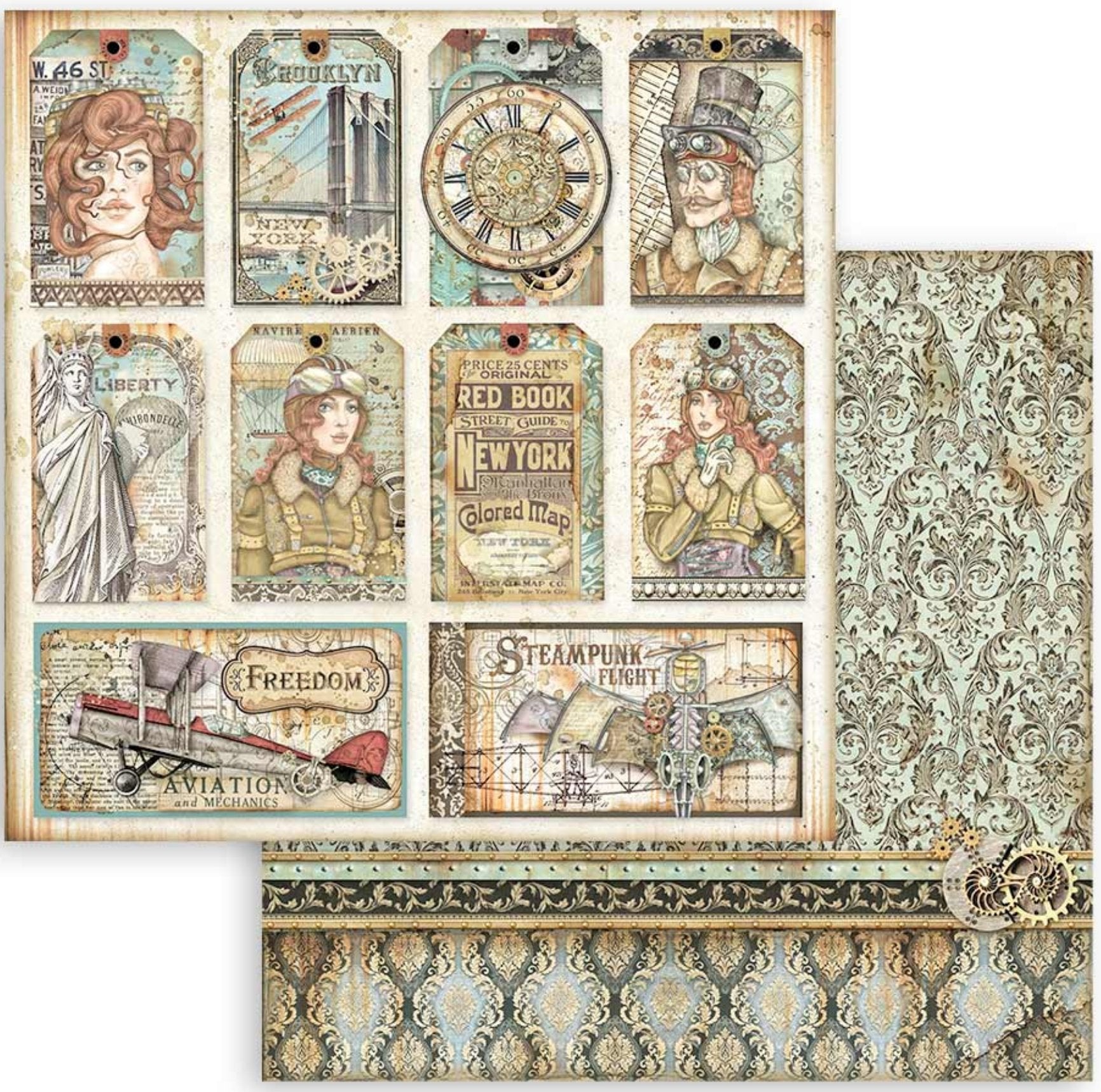 Stamperia - Scrapbooking Extra small Pad 10 sheets cm 15,24x15,24 (6"x6") - Sir Vagabond Aviator Stamperia