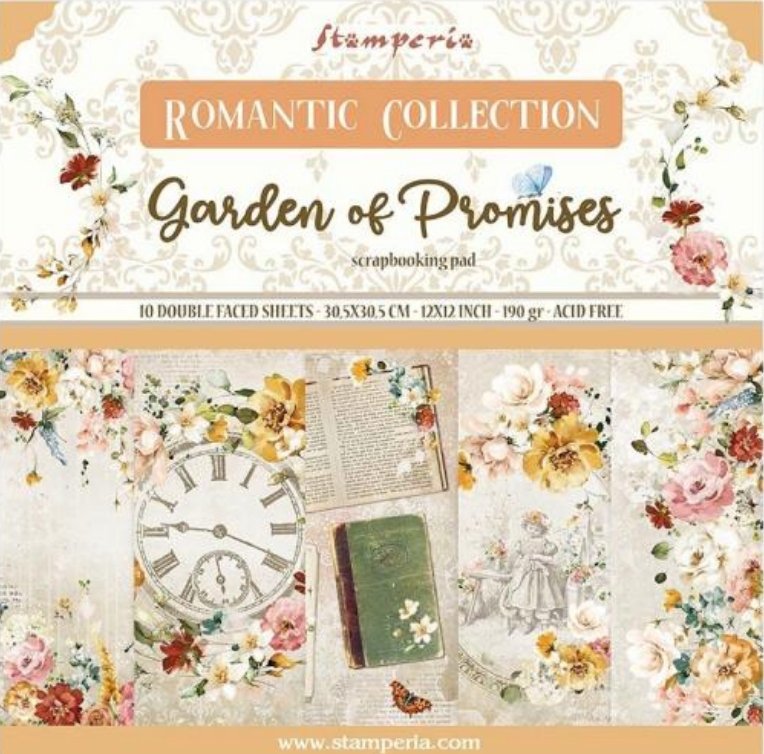 Stamperia - Scrapbooking Pad 10 sheets cm 30,5x30,5 (12"x12") - Garden of Promises Stamperia