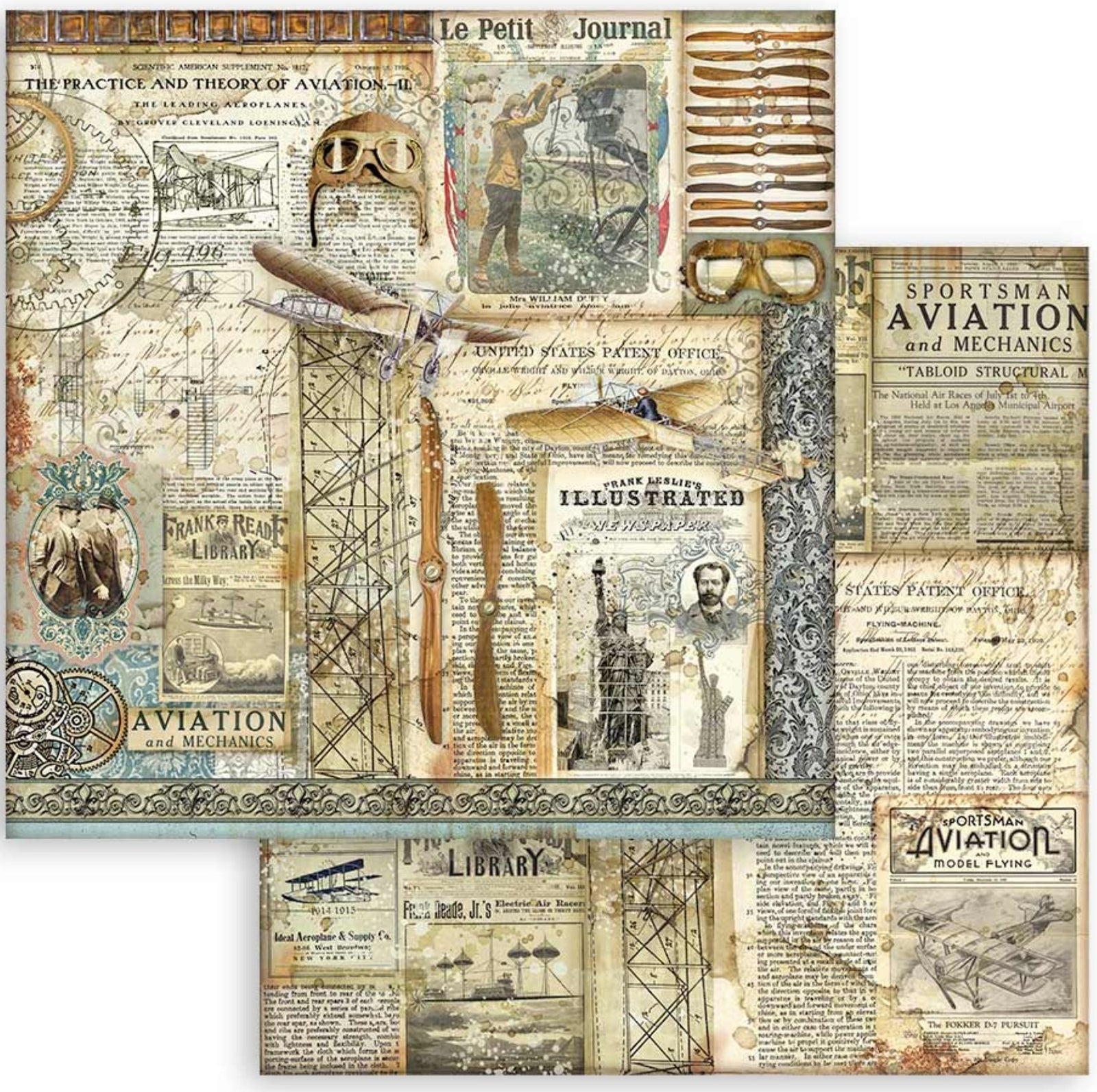 Stamperia - Scrapbooking Pad 10 sheets cm 30,5x30,5 (12"x12") Maxi Background Selection - Sir Vagabond Aviator Stamperia
