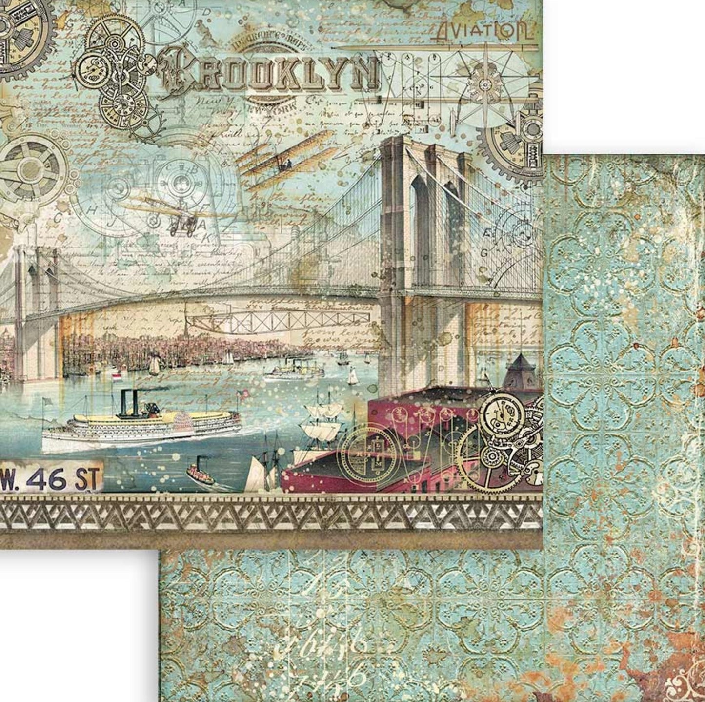 Stamperia - Scrapbooking Pad 10 sheets cm 30,5x30,5 (12"x12") Maxi Background Selection - Sir Vagabond Aviator Stamperia