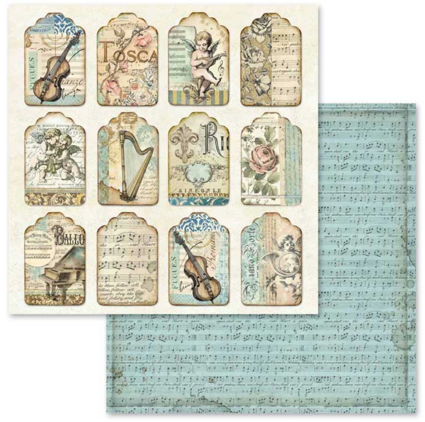 Stamperia - Scrapbooking Pad 10 sheets cm 30,5x30,5 (12"x12") - Music Stamperia