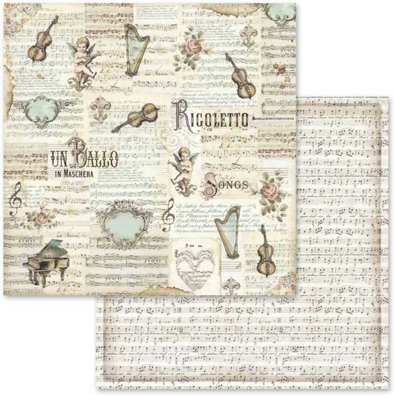 Stamperia - Scrapbooking Pad 10 sheets cm 30,5x30,5 (12"x12") - Music Stamperia