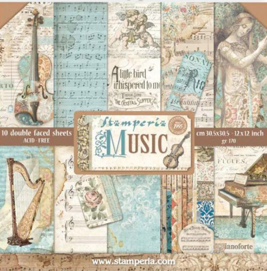 Stamperia - Scrapbooking Pad 10 sheets cm 30,5x30,5 (12"x12") - Music Stamperia