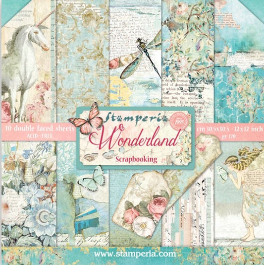 Stamperia - Scrapbooking Pad 10 sheets cm 30,5x30,5 (12"x12") - Wonderland Stamperia