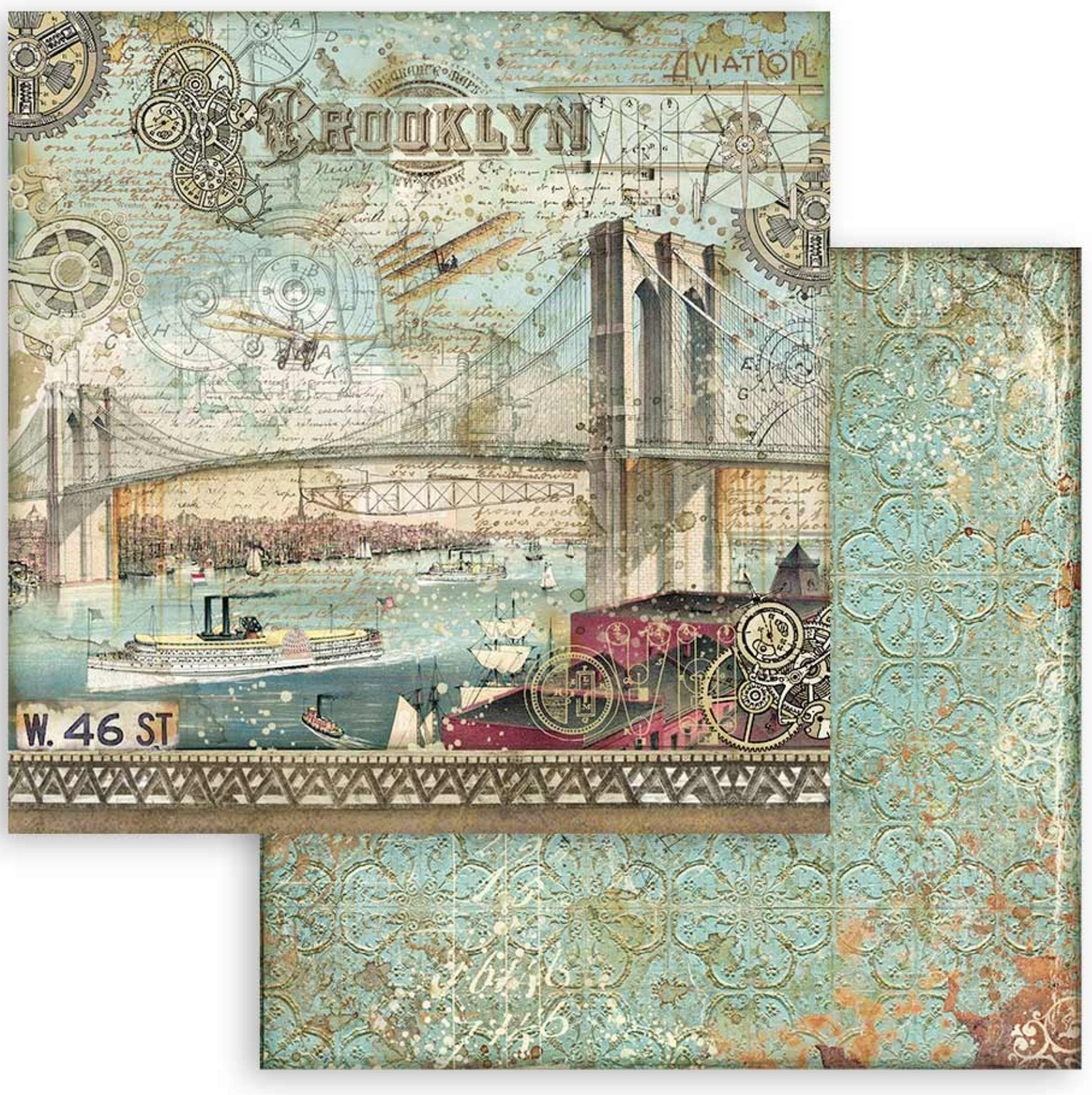 Stamperia - Scrapbooking Small Pad 10 sheets cm 20,3X20,3 (8"X8") Backgrounds Selection - Sir Vagabond Aviator Stamperia
