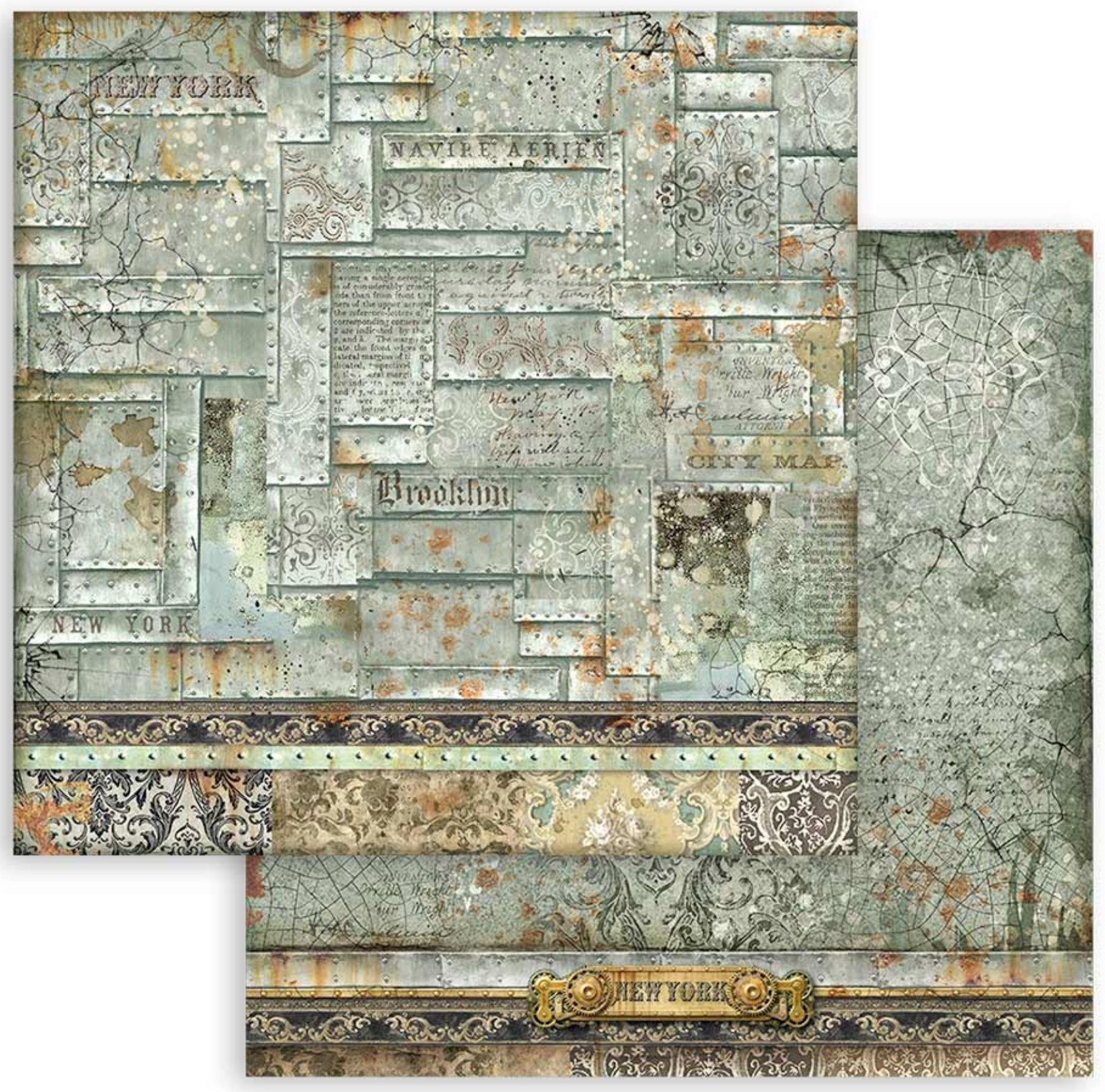 Stamperia - Scrapbooking Small Pad 10 sheets cm 20,3X20,3 (8"X8") Backgrounds Selection - Sir Vagabond Aviator Stamperia