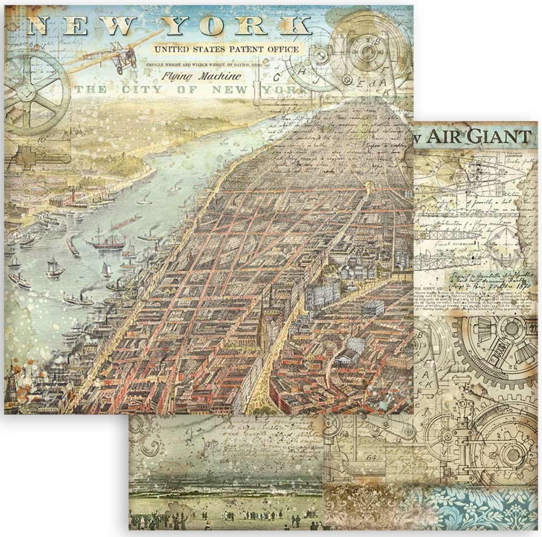 Stamperia - Scrapbooking Small Pad 10 sheets cm 20,3X20,3 (8"X8") Backgrounds Selection - Sir Vagabond Aviator Stamperia