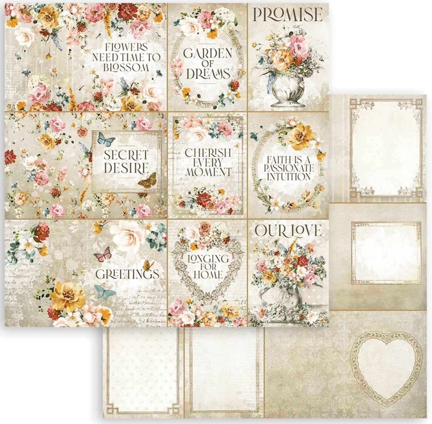 Stamperia - Scrapbooking Small Pad 10 sheets cm 20,3X20,3 (8"X8") - Garden of Promises Stamperia