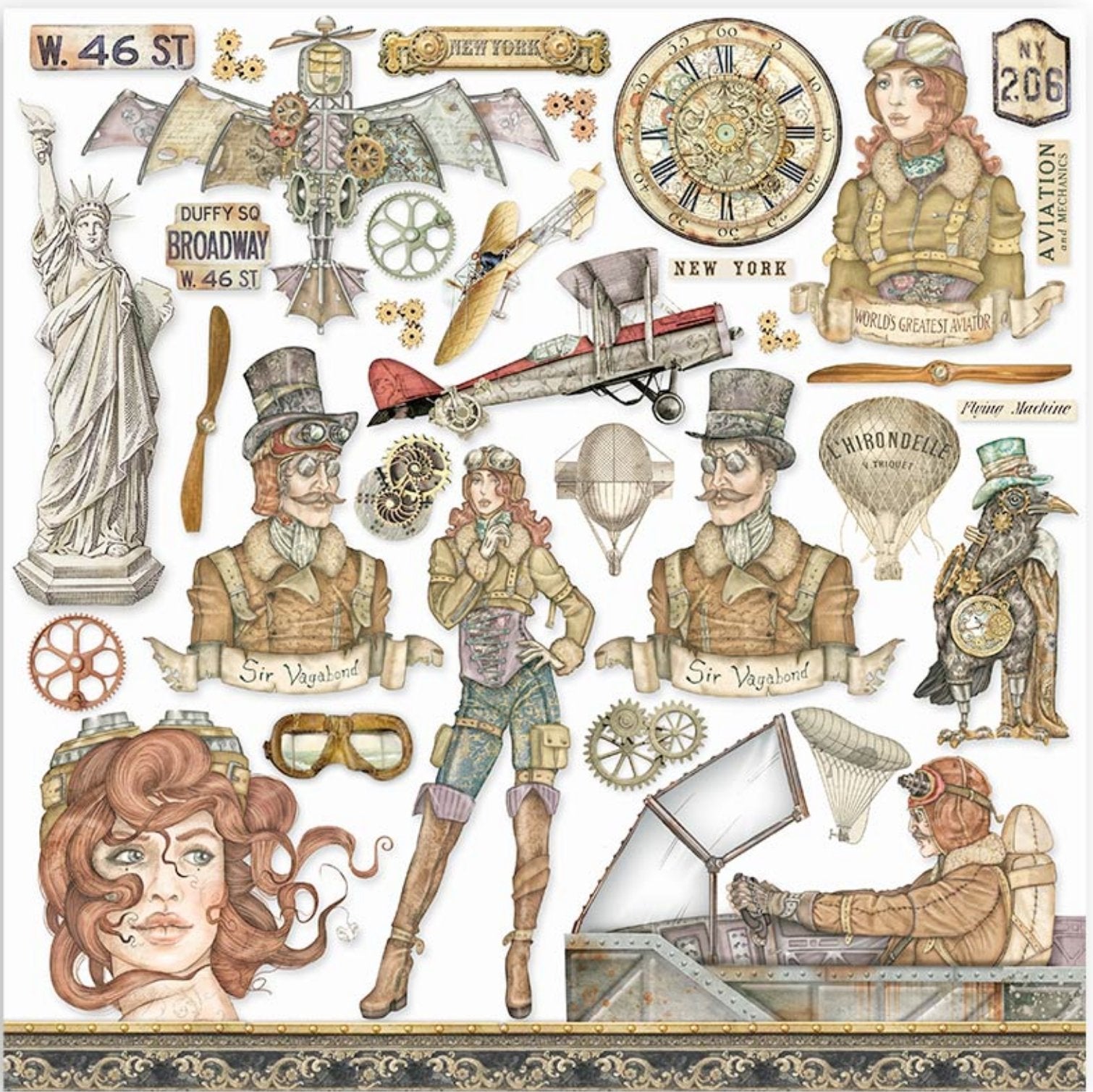 Stamperia - Scrapbooking Small Pad 10 sheets cm 20,3X20,3 (8"X8") - Sir Vagabond Aviator Stamperia