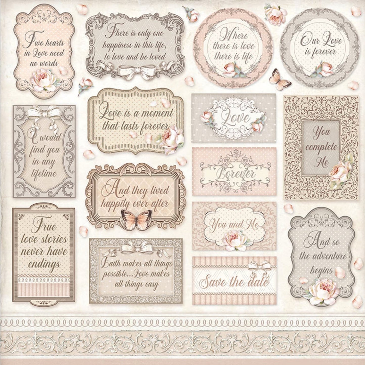 Stamperia - Scrapbooking Small Pad 10 sheets cm 20,3X20,3 (8"X8") - You and Me Stamperia