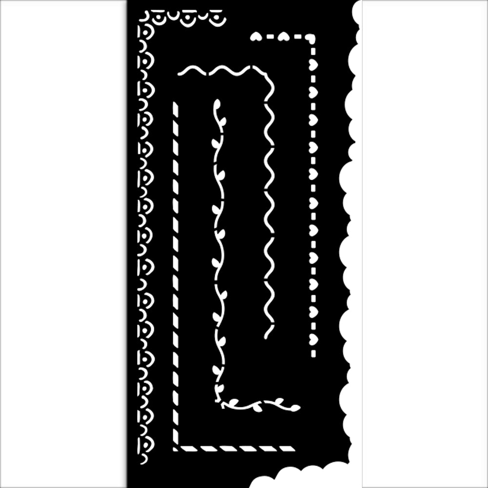 Stamperia - Stencil - Create Happiness - Borders 1 - 10 x 4.75 Inch - Messy Papercrafts