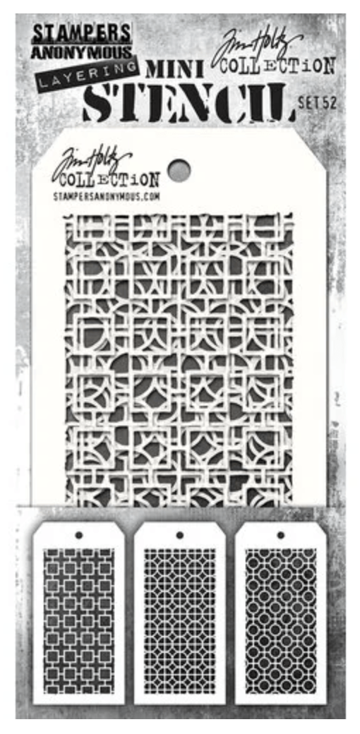 Stampers Anonymous - Tim Holtz - Layering Stencils - Mini Stencils Set 52 - Messy Papercrafts