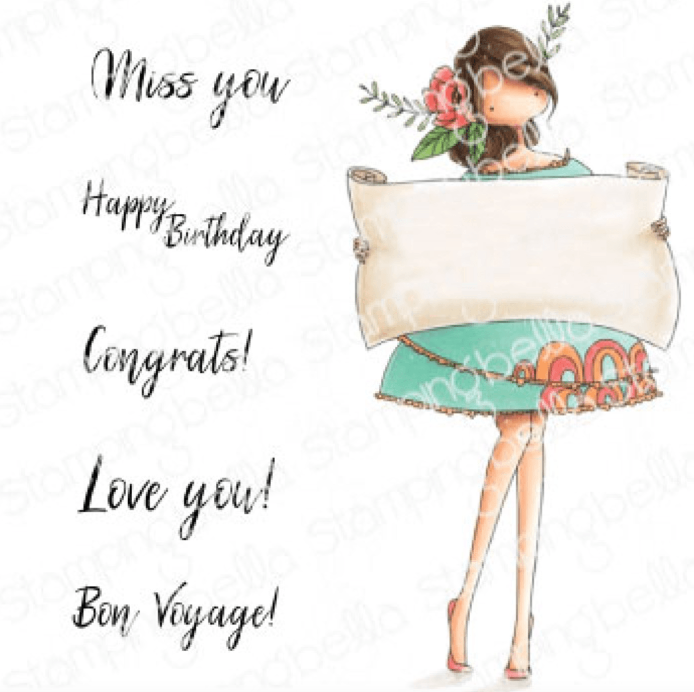 Stamping Bella - Rubber Stamp - Curvie Girl - Girl With A Sign - Messy Papercrafts