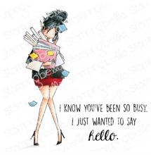 Stamping Bella - Rubber Stamp - Curvy Girl - Girl Is Busy - Messy Papercrafts