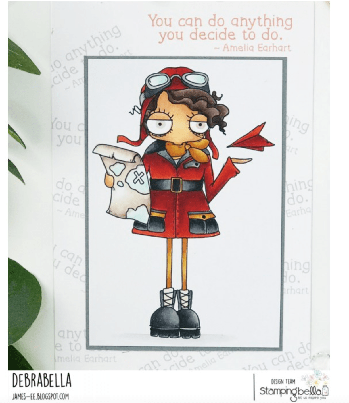 Stamping Bella - Rubber Stamp - Oddball Collection - Amelia Earhart - Messy Papercrafts