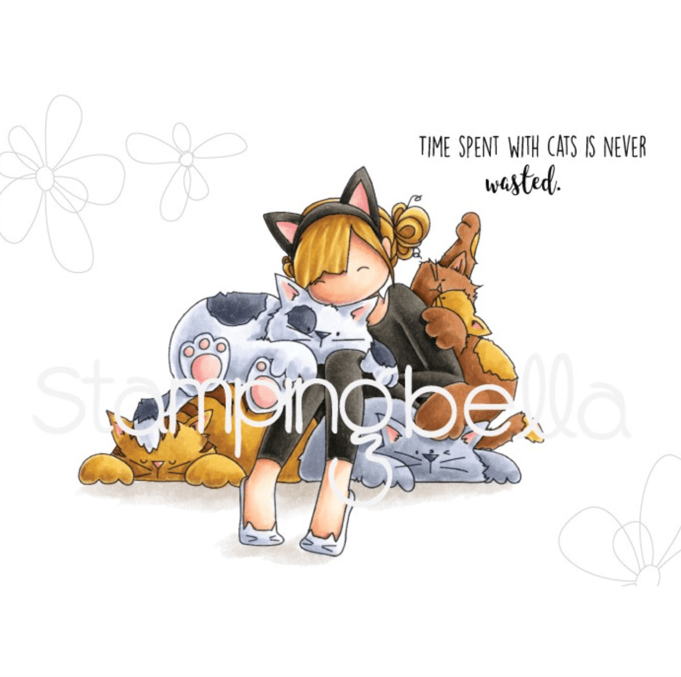 Stamping Bella - Rubber Stamp - Tiny Townie - Courtney Loves Kitties - Messy Papercrafts