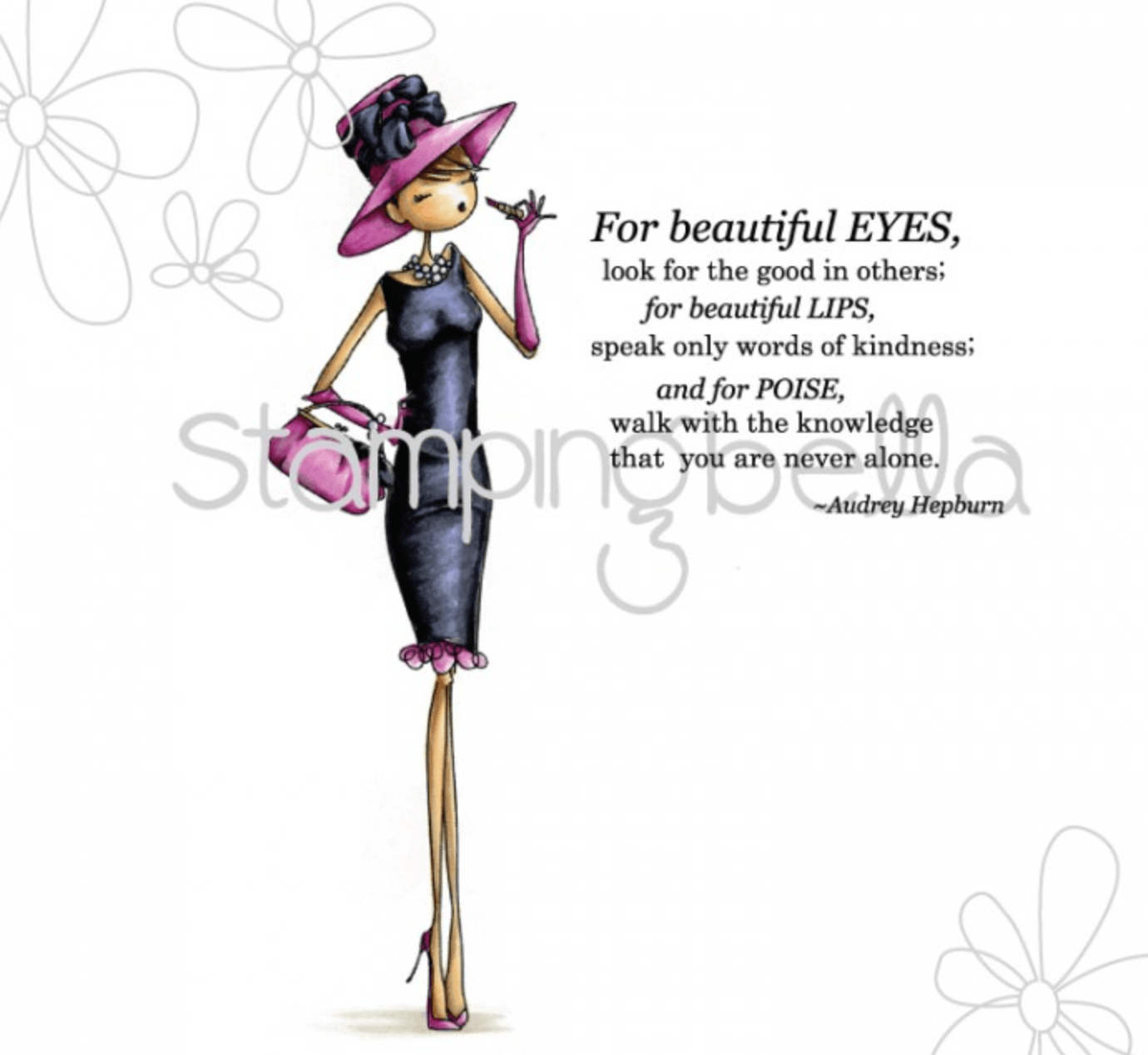 Stamping Bella - Rubber Stamp - Uptown Girls - Audrey Loves Makeup - Messy Papercrafts