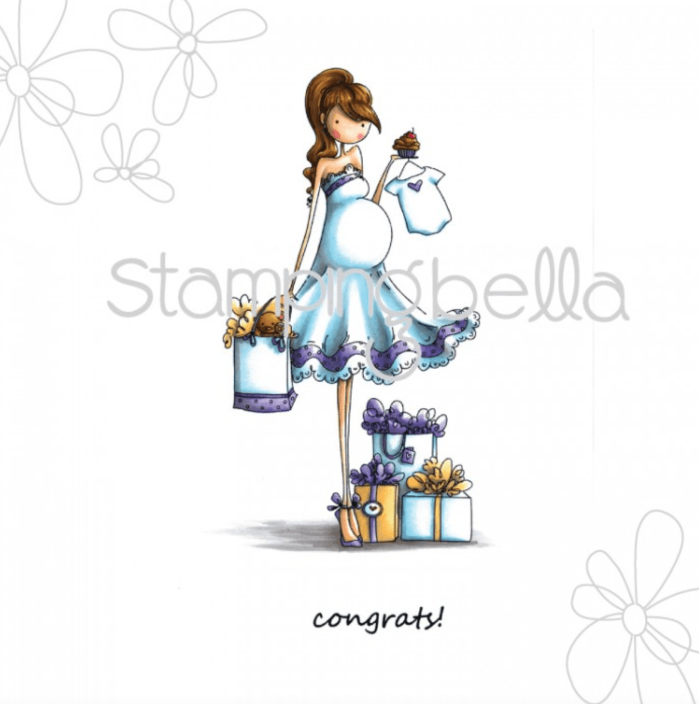 Stamping Bella - Rubber Stamp - Uptown Girls - Brynn Has A Baby Shower - Messy Papercrafts