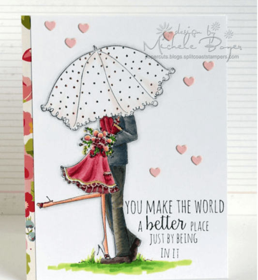 Stamping Bella - Rubber Stamp - Uptown Girls - Emily And Ryan Under The Umbrella - Messy Papercrafts