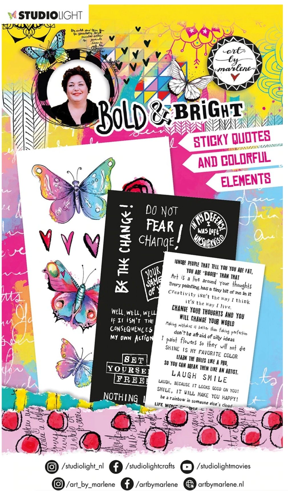 Studio Light - Art By Marlene Sticker Pad Sticky Quotes And Colorful Elements Bold & Bright 120x210x5mm 1 PC Nr.04 Studiolight